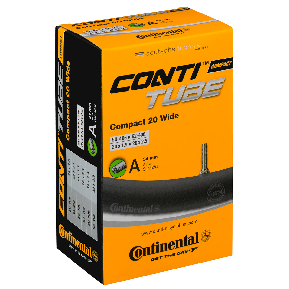 Continental Schlauch Compact WIDE 20, 20" 50/62-406, AV 34mm
