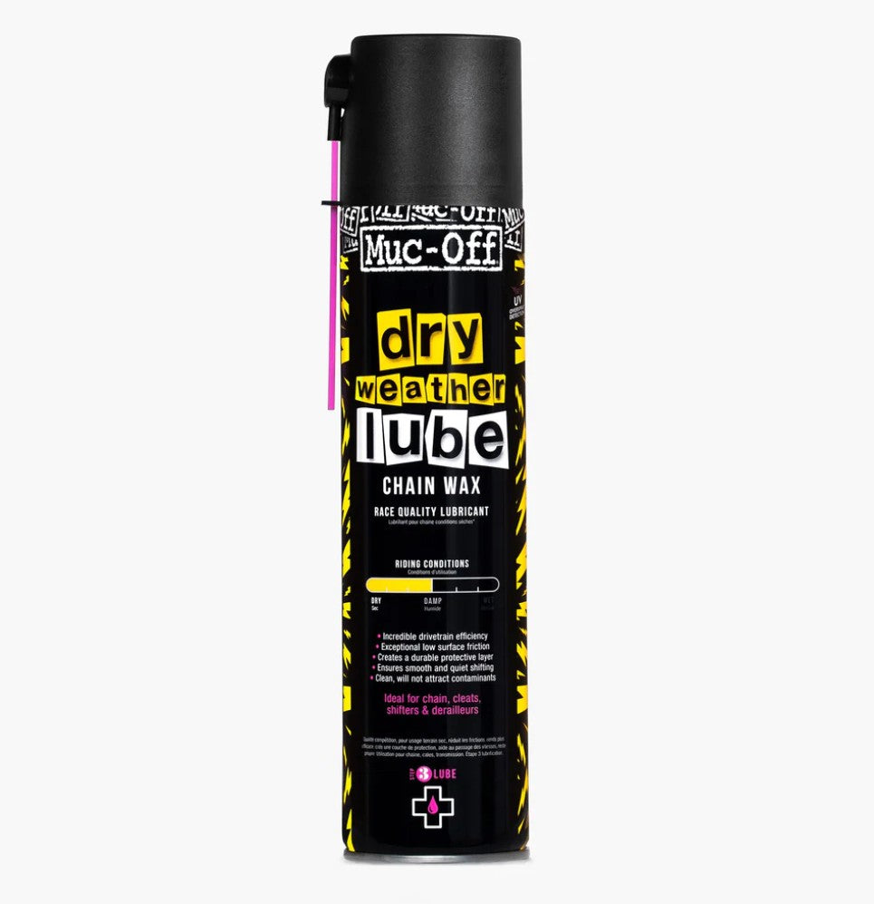 Muc Off Dry Wax Chain Lube, Chain Spray for Dry 400ml