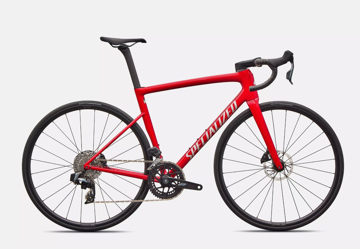 Specialized Tarmac SL8 Comp, SRAM Rival AXS 2x12 - Gloss Red Tint over Silver Dust
