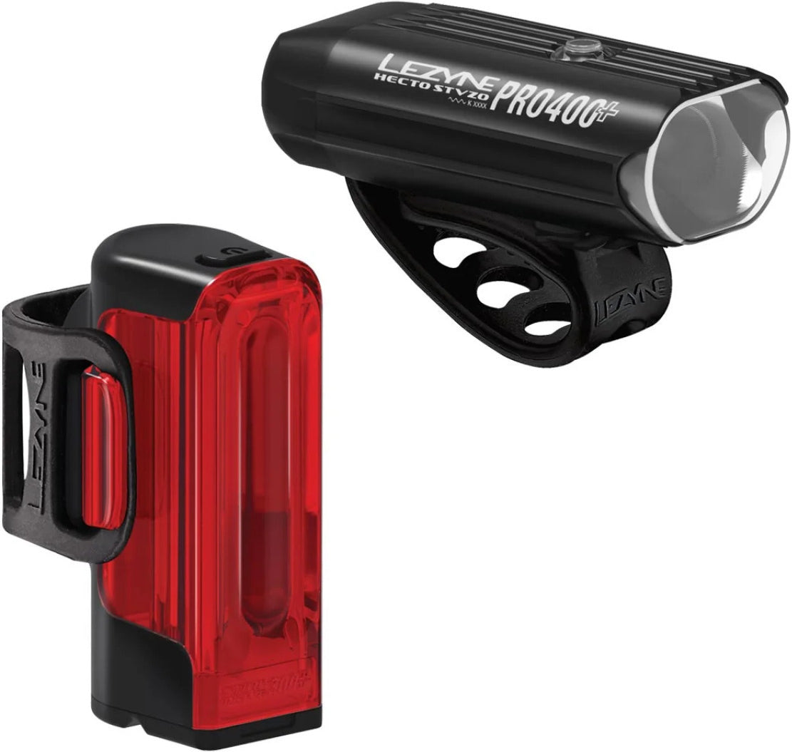 Lezyne Hecto PRO 400+ / Strip+ STVZO Beleuchtungs-Set - Schwarz